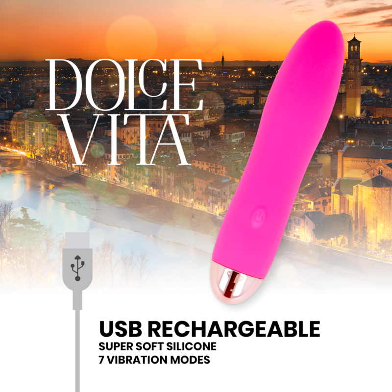 DOLCE VITA - RECHARGEABLE VIBRATOR FOUR PINK 7 SPEEDS DOLCE VITA - 4