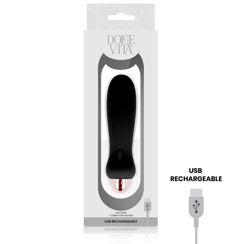 DOLCE VITA - RECHARGEABLE VIBRATOR FIVE BLACK 7 SPEEDS DOLCE VITA - 3