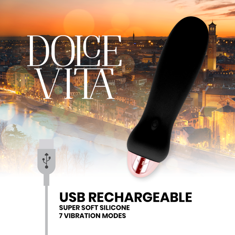 DOLCE VITA - RECHARGEABLE VIBRATOR FIVE BLACK 7 SPEEDS DOLCE VITA - 4