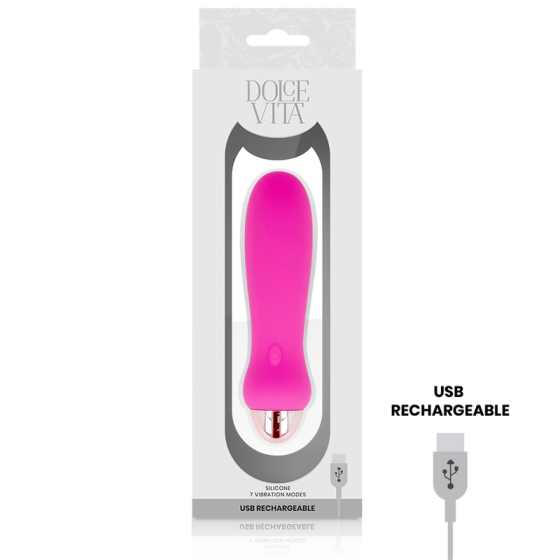 DOLCE VITA - RECHARGEABLE VIBRATOR FIVE PINK 7 SPEEDS DOLCE VITA - 3