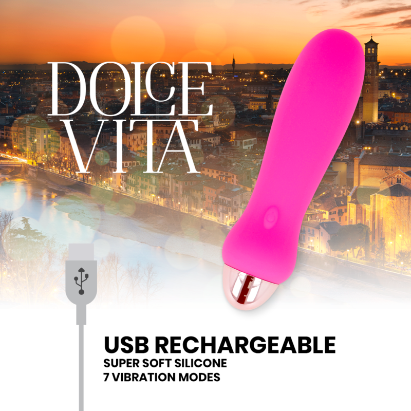 DOLCE VITA - RECHARGEABLE VIBRATOR FIVE PINK 7 SPEEDS DOLCE VITA - 4