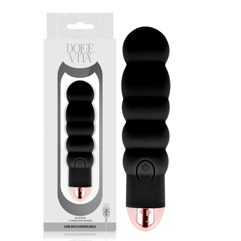 DOLCE VITA - RECHARGEABLE VIBRATOR SIX BLACK 7 SPEEDS DOLCE VITA - 1