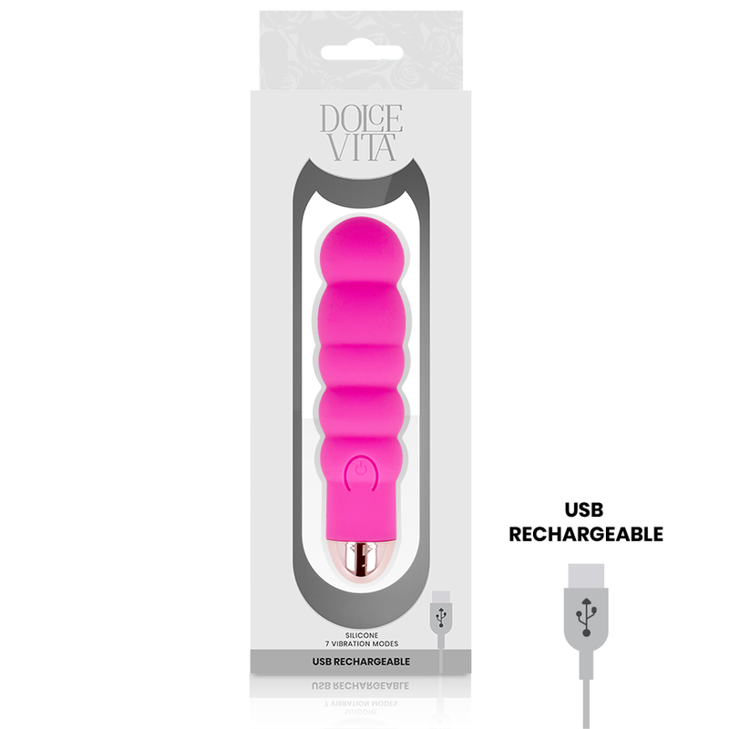 DOLCE VITA - RECHARGEABLE VIBRATOR SIX PINK 7 SPEEDS DOLCE VITA - 3