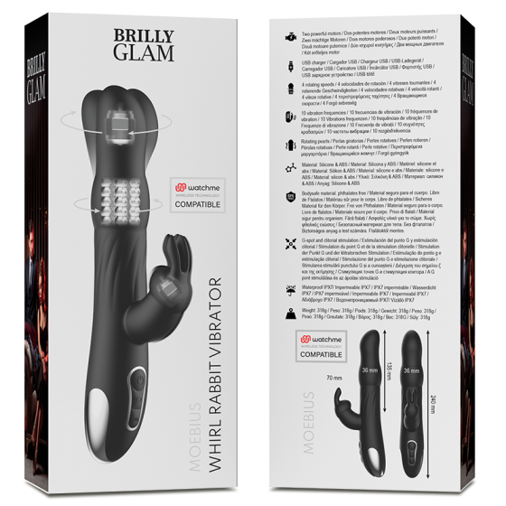 BRILLY GLAM- MOEBIUS RABBIT VIBRATOR & ROTATOR COMPATIBLE WITH WATCHME WIRELESS TECHNOLOGY BRILLY GLAM - 8