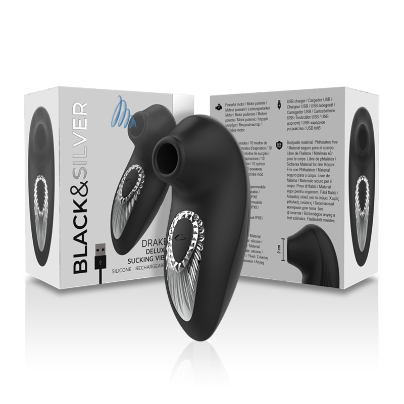 BLACK&SILVER - DRAKE DELUXE SUCKING VIBE RECHARGEABLE SILICONE BLACK BLACK&SILVER - 6