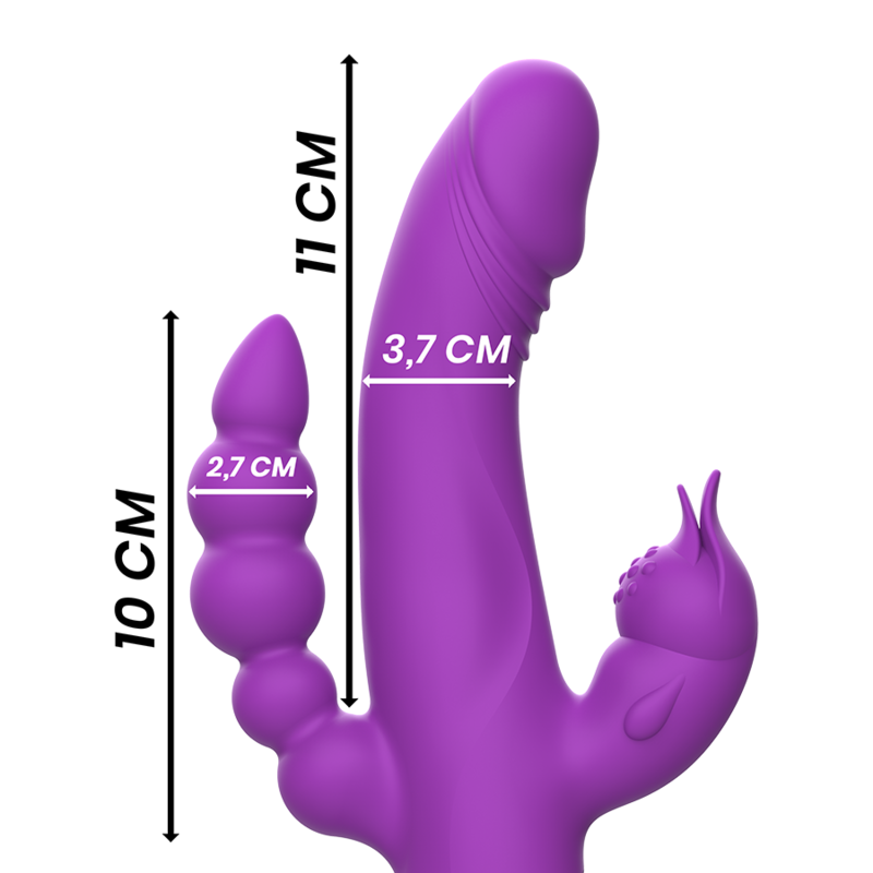 INTENSE - CASANOVA RABBIT SILICONE VIBRATOR TRIPLE MOTOR PURPLE INTENSE FUN - 4