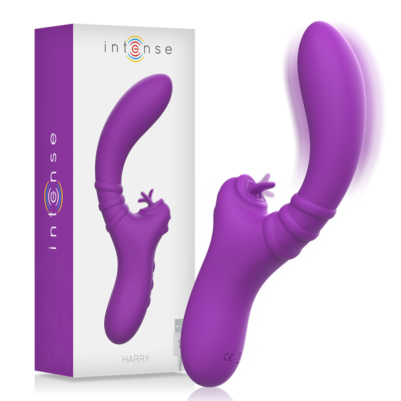 INTENSE - HARRY FLEXIBLE VIBRATOR WITH PURPLE TONGUE INTENSE FUN - 2