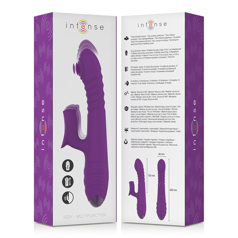 INTENSE - IGGY MULTIFUNCTION RECHARGEABLE VIBRATOR UP & DOWN WITH CLITORAL STIMULATOR PURPLE INTENSE FUN - 6