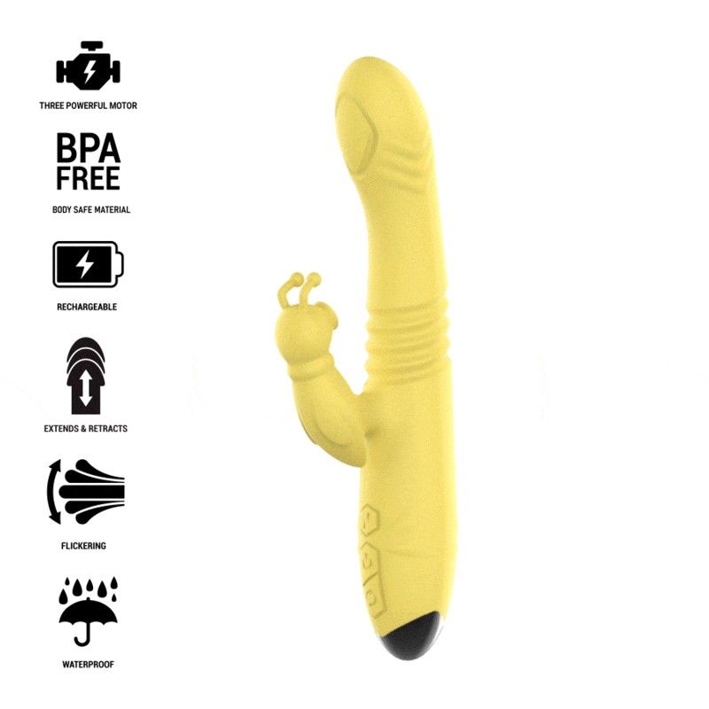 INTENSE - TOKY MULTIFUNCTION VIBRATOR UP & DOWN WITH CLITORAL STIMULATOR YELLOW INTENSE FUN - 1