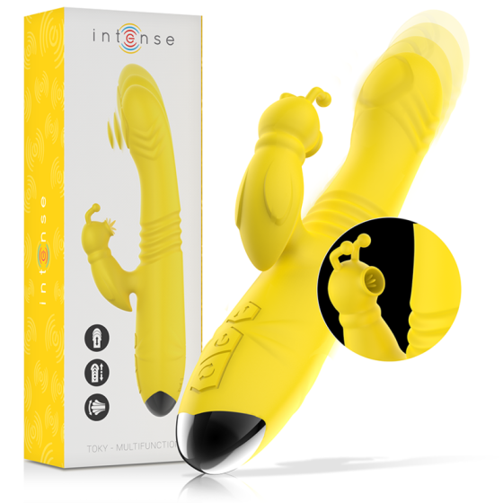 INTENSE - TOKY MULTIFUNCTION VIBRATOR UP & DOWN WITH CLITORAL STIMULATOR YELLOW INTENSE FUN - 2