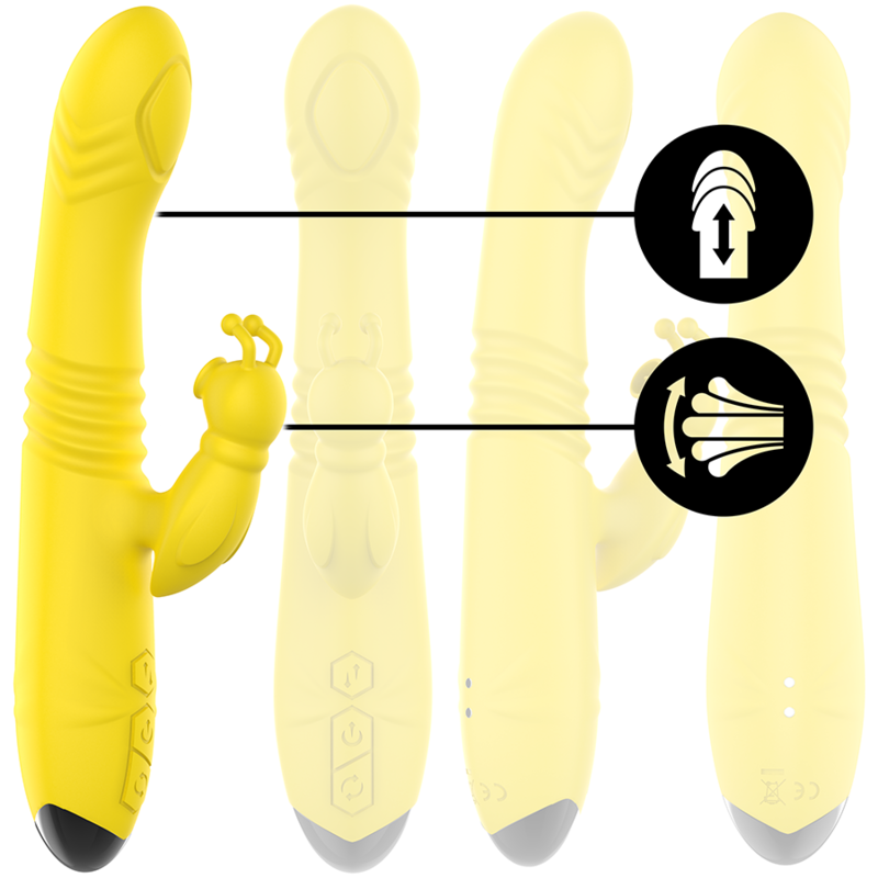 INTENSE - TOKY MULTIFUNCTION VIBRATOR UP & DOWN WITH CLITORAL STIMULATOR YELLOW INTENSE FUN - 3