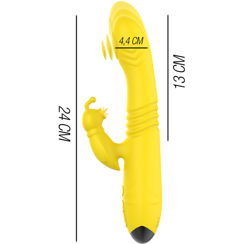 INTENSE - TOKY MULTIFUNCTION VIBRATOR UP & DOWN WITH CLITORAL STIMULATOR YELLOW INTENSE FUN - 4