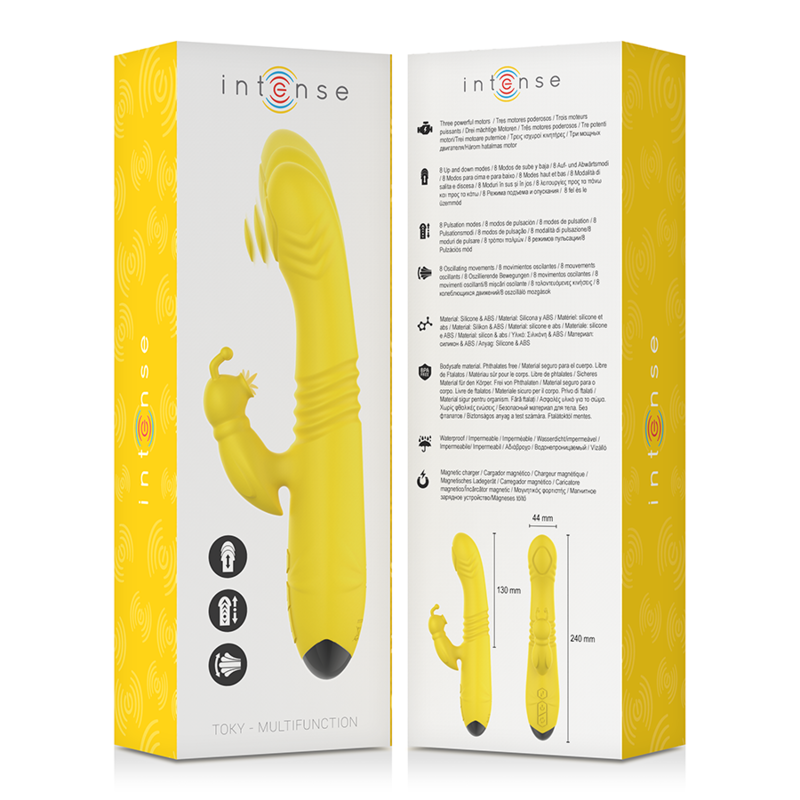 INTENSE - TOKY MULTIFUNCTION VIBRATOR UP & DOWN WITH CLITORAL STIMULATOR YELLOW INTENSE FUN - 6