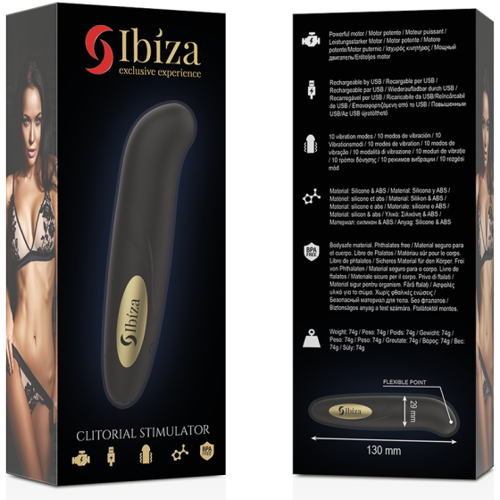 IBIZA - CLIT STIMULATOR USB CHARGER 10 VIBRATION MODES GOLDEN 13 X 2,9 IBIZA TECHNOLOGY - 6