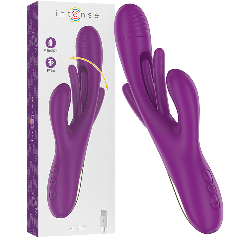 INTENSE - APOLO RECHARGEABLE MULTIFUNCTION VIBRATOR 7 VIBRATIONS WITH SWINGING MOTION PURPLE INTENSE FUN - 1