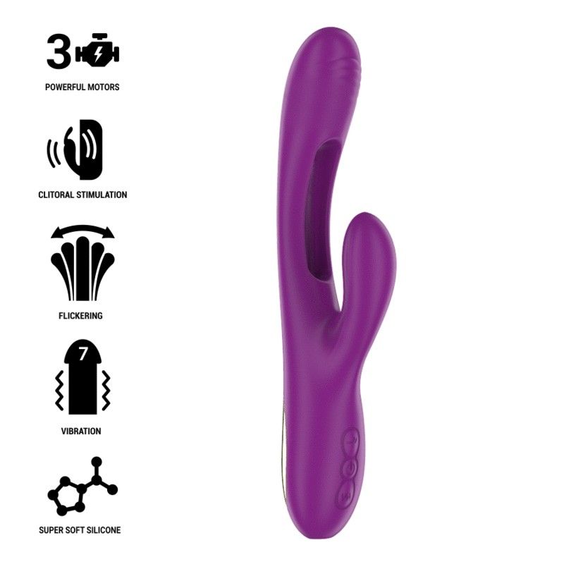 INTENSE - APOLO RECHARGEABLE MULTIFUNCTION VIBRATOR 7 VIBRATIONS WITH SWINGING MOTION PURPLE INTENSE FUN - 2