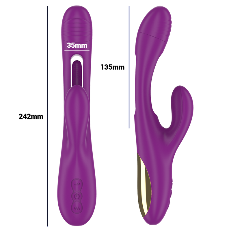 INTENSE - APOLO RECHARGEABLE MULTIFUNCTION VIBRATOR 7 VIBRATIONS WITH SWINGING MOTION PURPLE INTENSE FUN - 5