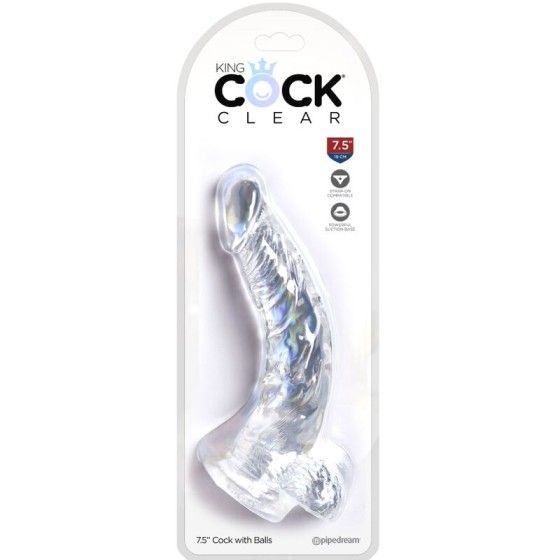 KING COCK - CLEAR REALISTIC CURVED PENIS WITH BALLS 16.5 CM TRANSPARENT KING COCK - 4