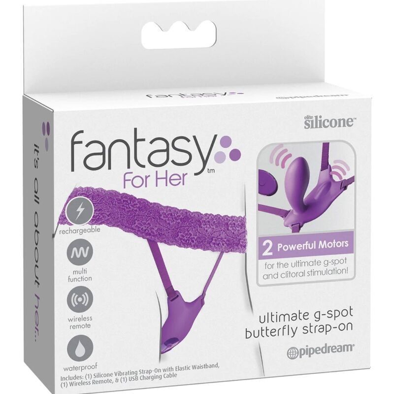 FANTASY FOR HER - BUTTERFLY HARNESS G-SPOT WITH VIBRATOR, RECHARGEABLE & REMOTE CONTROL VIOLET FANTASY FOR HER - 5