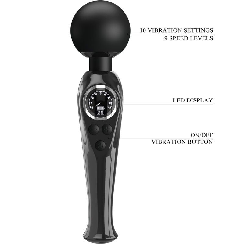 PRETTY LOVE - SKYLER VIBRATOR WAND BLACK PRETTY LOVE LED - 7