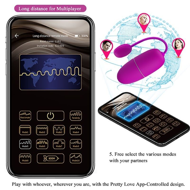 PRETTY LOVE - NYMPH VIBRATING EGG APP CONTROLLED PURPLE PRETTY LOVE BOTTOM - 15