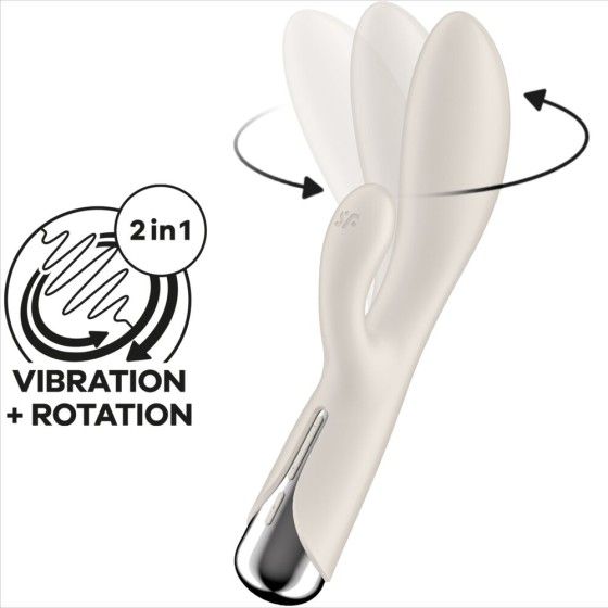 SATISFYER - SPINNING RABBIT 1 CLITORIS AND G-SPOT STIMULATION BEIGE SATISFYER VIBRATOR - 6