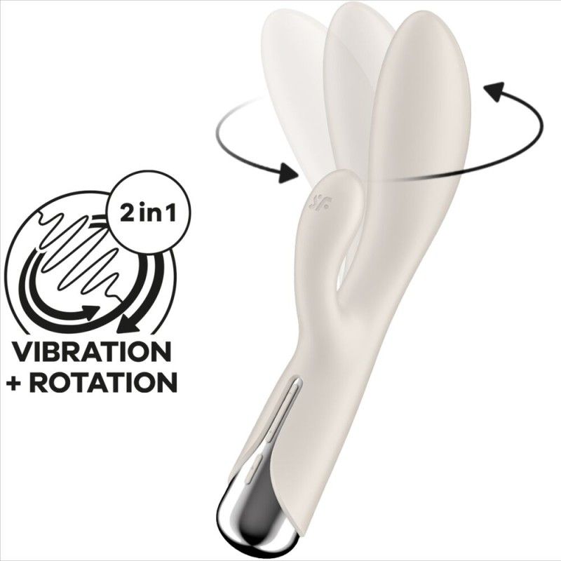 SATISFYER - SPINNING RABBIT 1 CLITORIS AND G-SPOT STIMULATION BEIGE SATISFYER VIBRATOR - 6