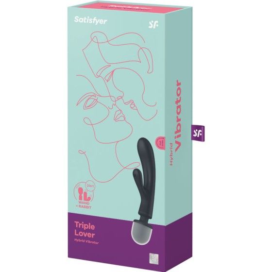 SATISFYER - TRIPLE LOVER RABBIT VIBRATOR MASSAGER GREY SATISFYER VIBRATOR - 7