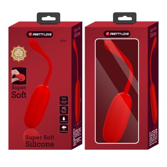 PRETTY LOVE - JULIUS WATERPROOF-RECHARGEABLE VIBRATING EGG RED PRETTY LOVE SMART - 9