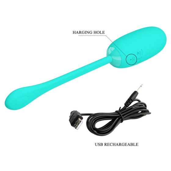 PRETTY LOVE - JULIUS WATERPROOF-RECHARGEABLE VIBRATING EGG AQUA GREEN PRETTY LOVE SMART - 8