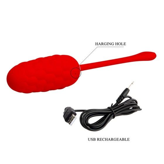 PRETTY LOVE - VIBRATING EGG WITH RED RECHARGEABLE MARINE TEXTURE PRETTY LOVE SMART - 8
