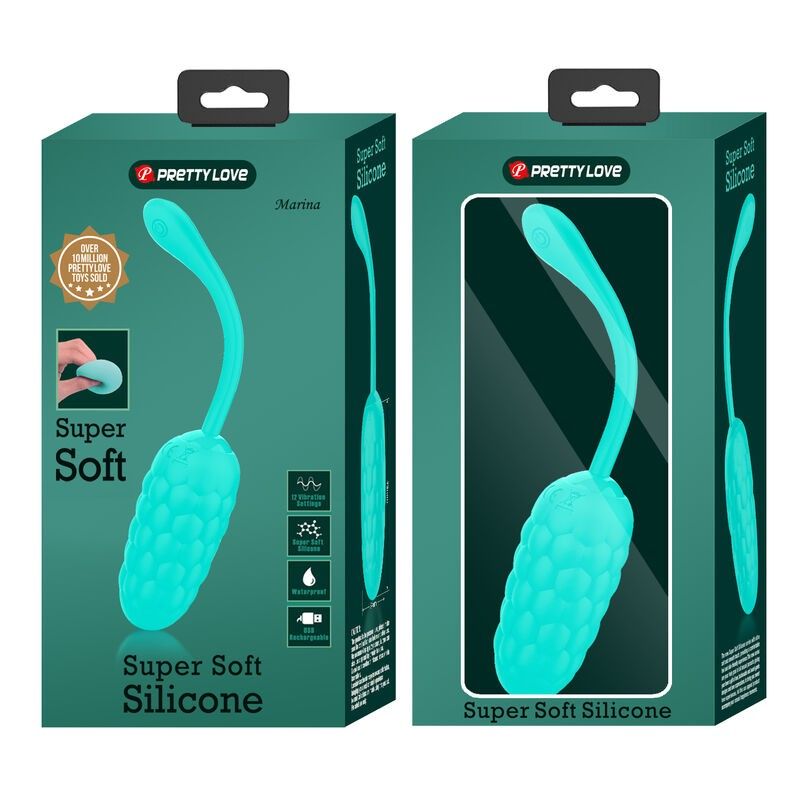 PRETTY LOVE - VIBRATING EGG WITH AQUA GREEN RECHARGEABLE MARINE TEXTURE PRETTY LOVE SMART - 9