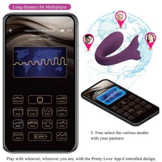 PRETTY LOVE - JAYLEEN VIBRATOR APP REMOTE CONTROL PURPLE PRETTY LOVE LED - 16