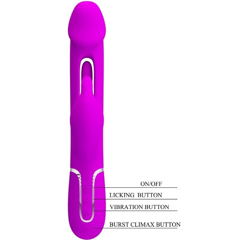 PRETTY LOVE - KAMPAS RABBIT 3 IN 1 MULTIFUNCTION VIBRATOR WITH TONGUE VIOLET PRETTY LOVE FLIRTATION - 8