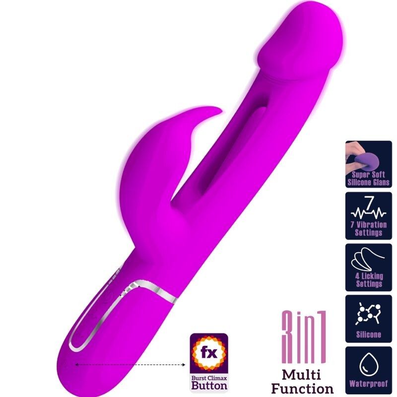 PRETTY LOVE - KAMPAS RABBIT 3 IN 1 MULTIFUNCTION VIBRATOR WITH TONGUE VIOLET PRETTY LOVE FLIRTATION - 10