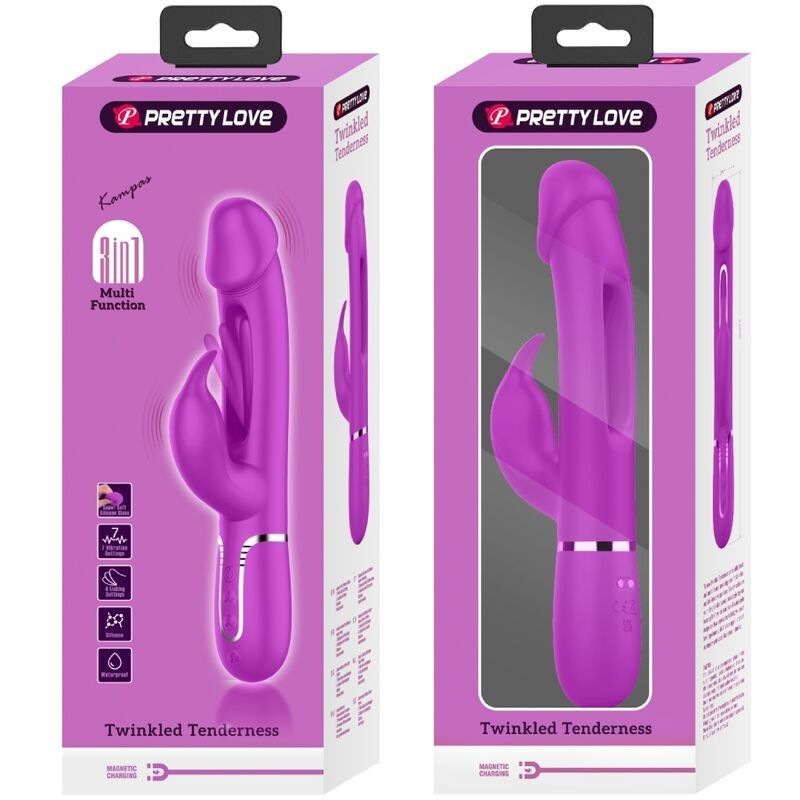 PRETTY LOVE - KAMPAS RABBIT 3 IN 1 MULTIFUNCTION VIBRATOR WITH TONGUE VIOLET PRETTY LOVE FLIRTATION - 11