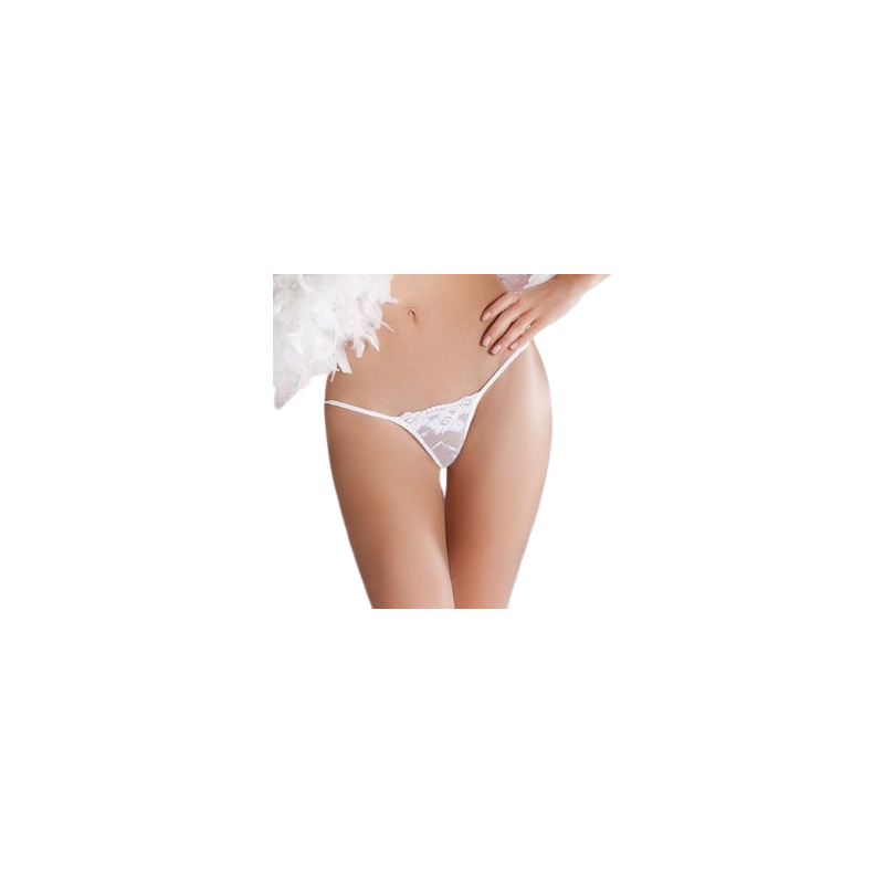 PASSION - MICRO WHITE THONG ONE SIZE WITH LACE PASSION WOMAN PANTIES & THONG - 2