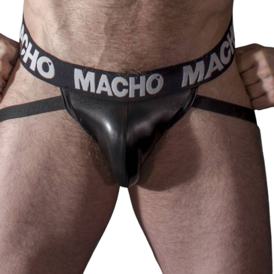 MACHO - MX25NC JOCK BLACK LEATHER M MACHO UNDERWEAR - 1