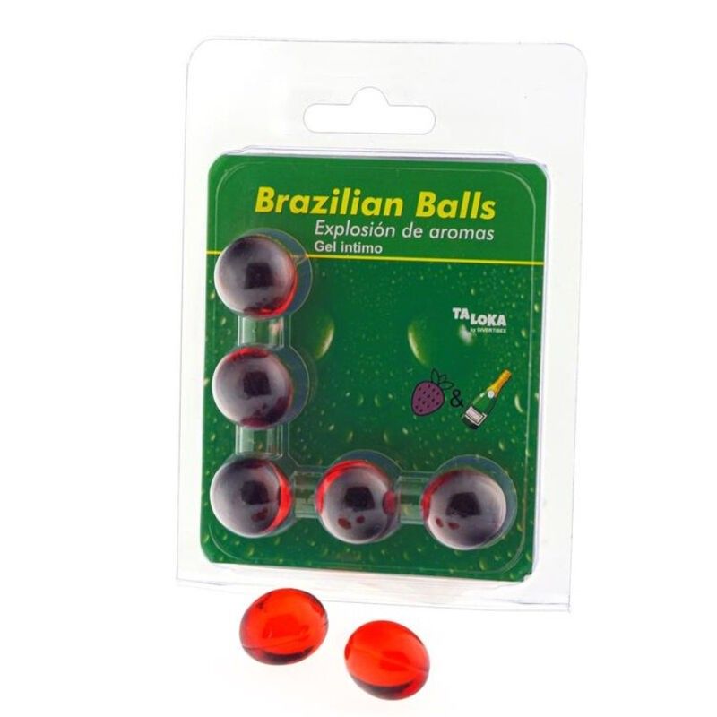 TALOKA - 5 BRAZILIAN BALLS STRAWBERRIES & CHAMPAGNE INTIMATE GEL TALOKA - 1