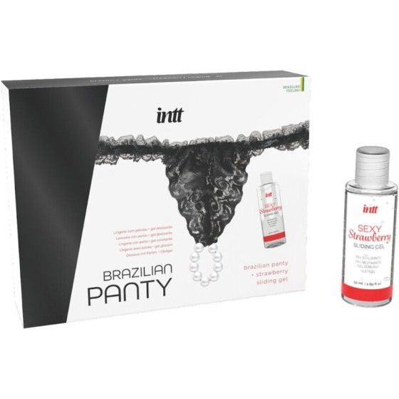 INTT RELEASES - BRAZILIAN BLACK PANTY WITH PEARLS AND LUBRICANT GEL 50 ML INTT RELEASES - 2