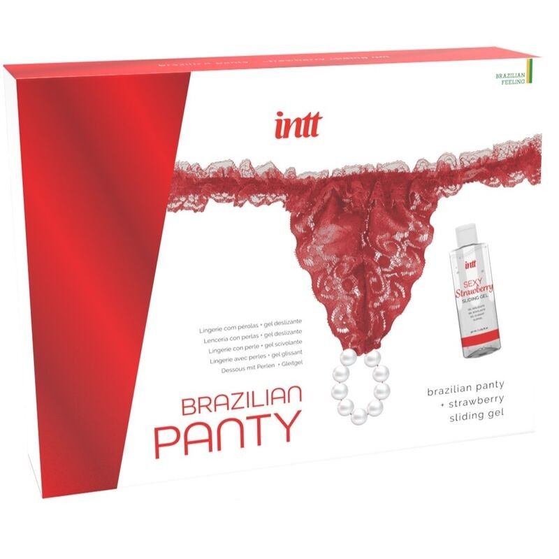INTT RELEASES - BRAZILIAN RED PANTY WITH PEARLS AND LUBRICATING GEL 50 ML INTT RELEASES - 1