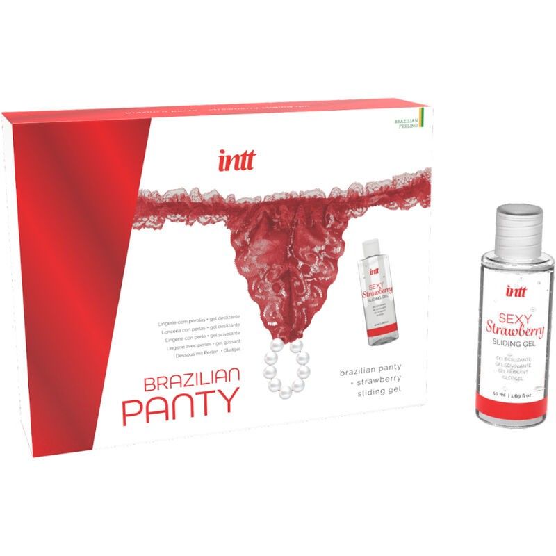 INTT RELEASES - BRAZILIAN RED PANTY WITH PEARLS AND LUBRICATING GEL 50 ML INTT RELEASES - 2