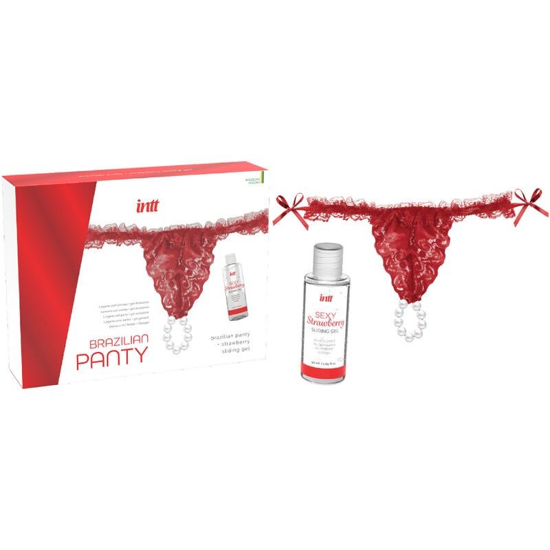 INTT RELEASES - BRAZILIAN RED PANTY WITH PEARLS AND LUBRICATING GEL 50 ML INTT RELEASES - 3