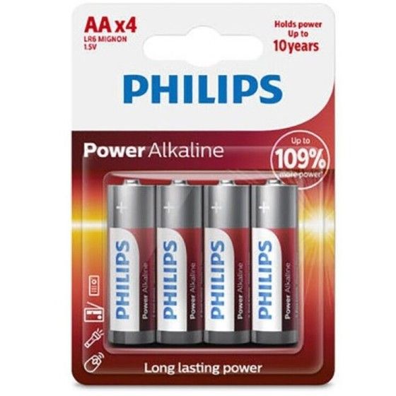 PHILIPS - POWER ALKALINE BATTERY AA LR6 PACK 4 PHILLIPS - 1