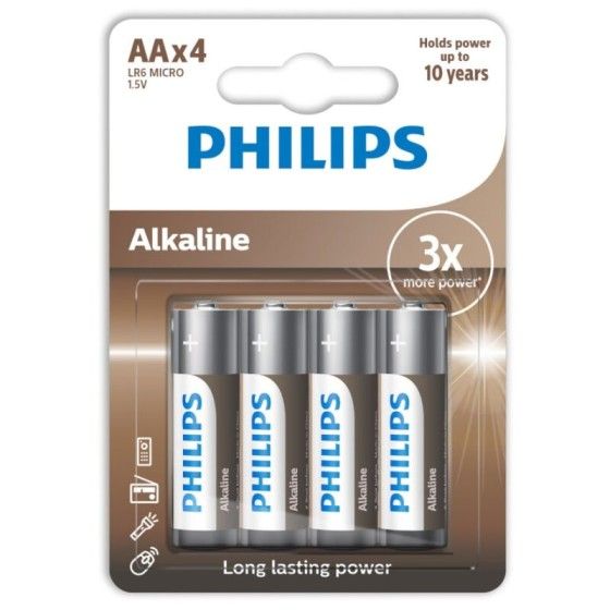 PHILIPS - ALKALINE BATTERIES AA LR6 PACK 4 PHILLIPS - 1