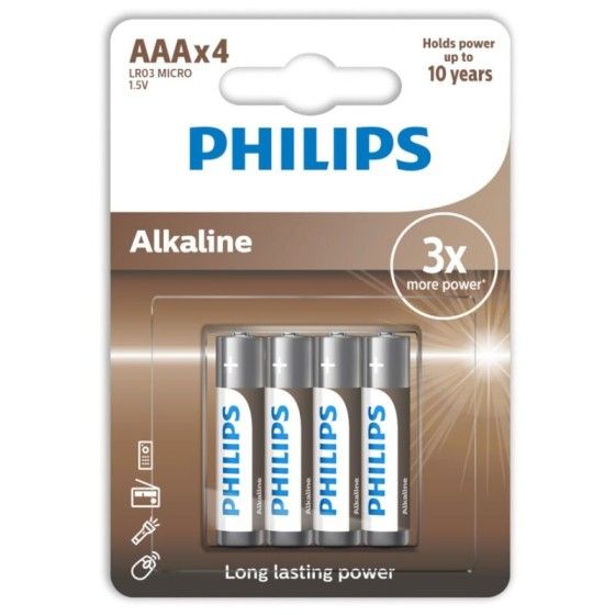 PHILIPS - ALKALINE BATTERY AAA LR03 4 PACK PHILLIPS - 1