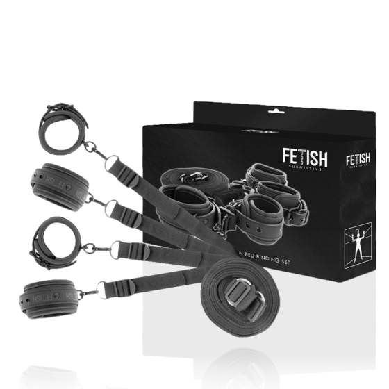 FETISH SUBMISSIVE - SET OF HANDCUFFS AND TIES WITH NOPRENE LINING