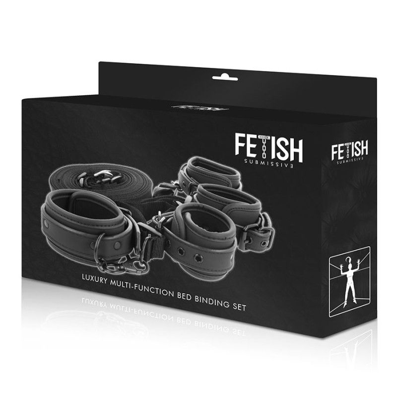 FETISH SUBMISSIVE - SET OF HANDCUFFS AND TIES WITH NOPRENE LINING FETISH SUBMISSIVE BONDAGE - 9