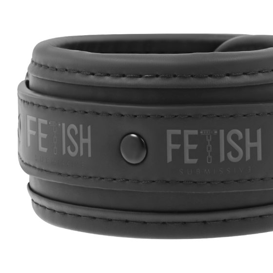 FETISH SUBMISSIVE - VEGAN LEATHER ANKLE CUFFS WITH NOPRENE LINING FETISH SUBMISSIVE BONDAGE - 3