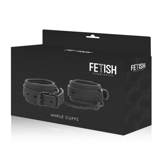 FETISH SUBMISSIVE - VEGAN LEATHER ANKLE CUFFS WITH NOPRENE LINING FETISH SUBMISSIVE BONDAGE - 10